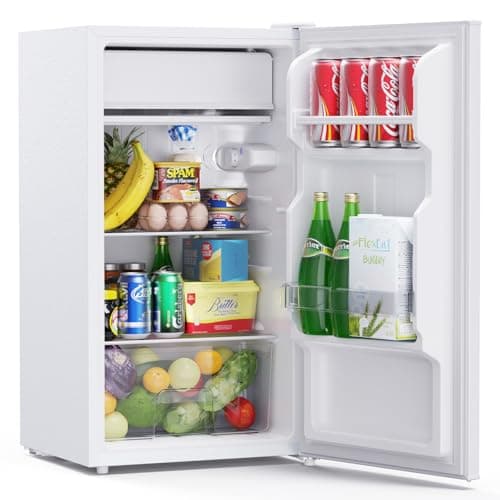 Image of Upstreaman 85L Under Counter Fridge 83cm with LED Light, 2 Large Door Shelf, Drawer, Adjustable Thermostat, Quiet 39dB, Reversible Door, Small Fridge White, CR85
