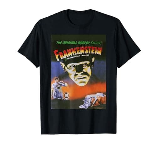 Image of Universal Monsters Distressed Frankenstein Movie Poster T-Shirt