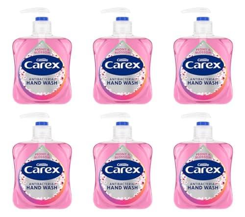 Image of Carex 2 Hour Protection Antibacterial Peony and Blossom Hand Wash, Clean & Protect Hands, Bulk Buy, Pack of 6 x 250ml