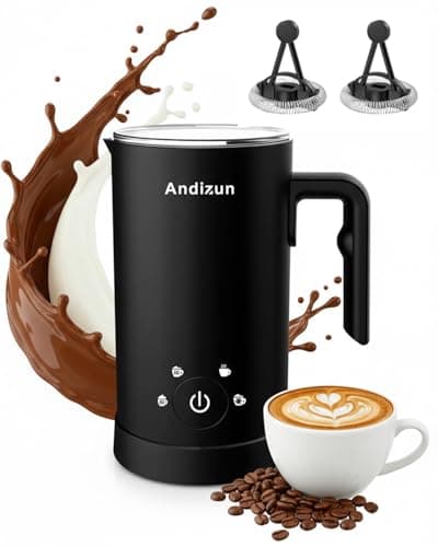 Image of Andizun Milk Frother Electric, 4-in-1 Automatic Milk Steamer and Frother, Hot Chocolate Velvetiser, Milk Warmer and Frother with Large Capacity, Quiet One-Button Control, Easy Clean Non-Stick Jug