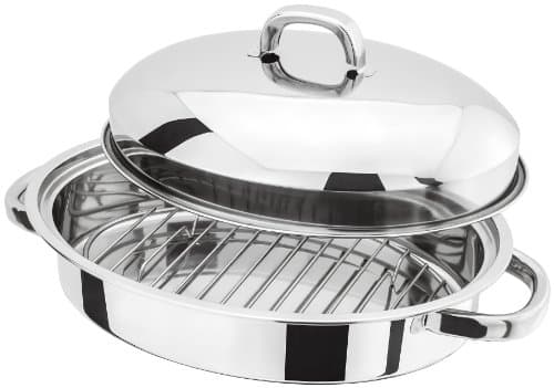 Image of Judge Speciality Stainless Steel Oval Roaster with Rack and Lid, 23cm x 32cm x 12cm, Oven Safe, Gift Box