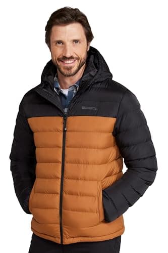 Image of Mountain Warehouse Season Mens Padded Jacket - Water Resistant Puffer Coat, Lightweight, Lab Tested to -30C, Microfibre Filler - Spring Summer, Travelling, Walking Gold 2XL