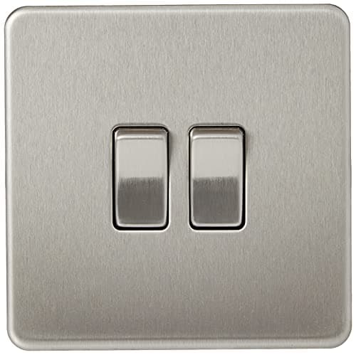 Image of Knightsbridge SF3000BC Screwless 10 A 2-Gang 2 Way Switch, Brushed Chrome