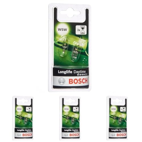 Image of Bosch W5W (501) Longlife Daytime Car Light Bulbs - 12 V 5 W W2,1x9,5d - 2 Bulbs (Pack of 4)