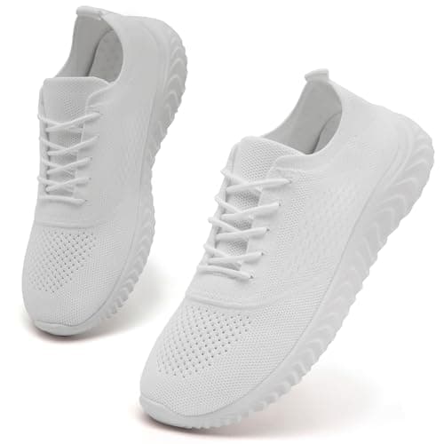 Image of IVQDZL Womens Trainers Running Shoes Sneakers Walking Work Gym Tennis Training Breathable Athletic Lightweight Casual Shoes White Size 4 UK