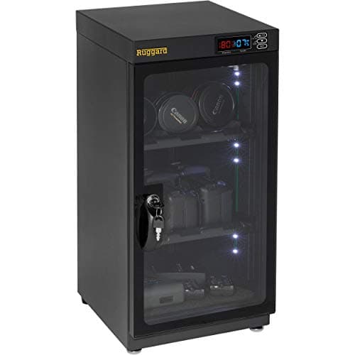 Image of Ruggard electronic Dry Cabinet (50L) - Black - 29.0 x 32.0 x 60.5 cm - For Cameras, Lenses, Mobile Devices, Valuable Items - Utility Room