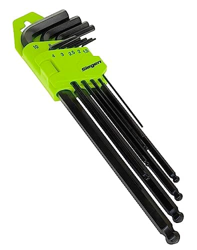Image of Sealey Siegen Extra Long Reach Ball End Allen Hex Key Set 9pc pack 1.5mm-10mm ** Sealey_S01094 **