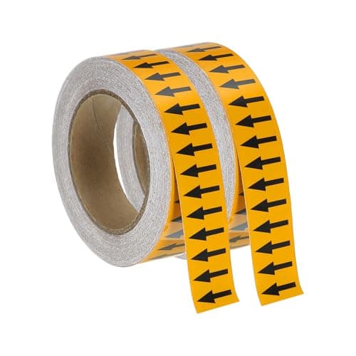 Image of sourcing map Directional Pipe Flow Arrow Adhesive Tape Pipeline Arrow Stickers 1-1/5 Inch x 65 Ft Pipe Identification Marking Labels for Pipe Flow Markers, Black on Yellow