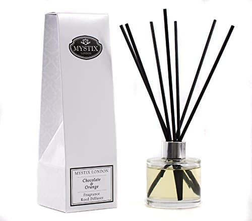 Image of Mystix London Fragrance Oil Reed Diffuser | Chocolate & Orange Scent | Long-Lasting Home Aroma for a Cosy, Sweet Ambience | Easy-to-Use Reeds | Safe & Elegant Fragrance Solution | 100ml Bottle