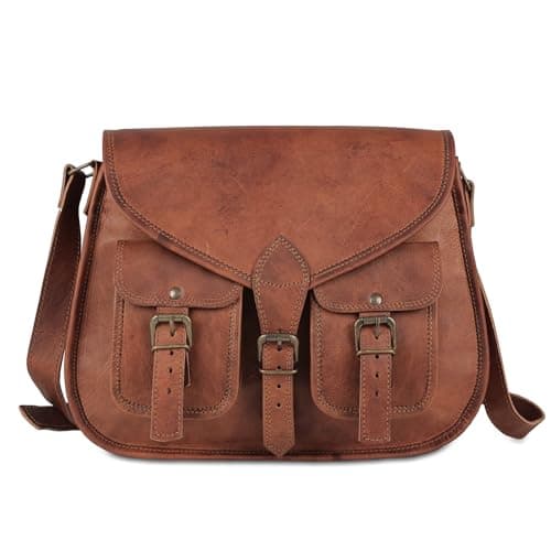 Image of KPL 14 Inch Leather Purse Women Shoulder Bag Crossbody Satchel Ladies Tote Travel Purse Genuine Leather (Tan Brown)