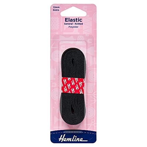 Image of Hemline General Purpose Knitted Elastic – 12mm x 2m Black For Sportswear, Tracksuits & Garments Soft, Stretchy Polyester Elastic for Versatile and Durable