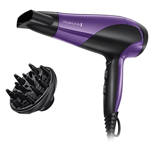 Image of Remington Hair Dryer Ionic (Powerful, Fast Professional Styling, Diffuser, Concentrator, Ionic Conditioning for Frizz Free Hair, 3 Heat / 2 Speed Settings, Cool Shot, 2200W, Purple) D3190