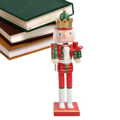 Image of Wooden Nutcracker - Wooden Christmas Soldier 38 cm Holiday Decor - Traditional Christmas Decoration for Living Room Bedroom Library Table Party