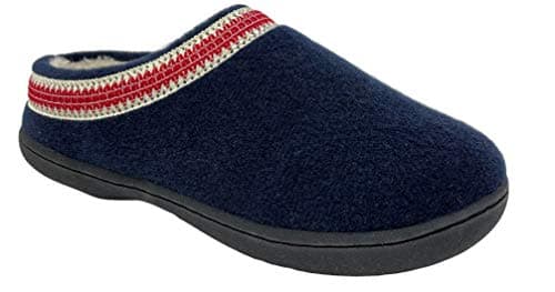 Image of Clarks Womens Wool Felt Clog Slippers Warm Cozy Indoor Outdoor Faux Plush Soft Fur Lined Slipper for Women blue Size: 7.5 UK