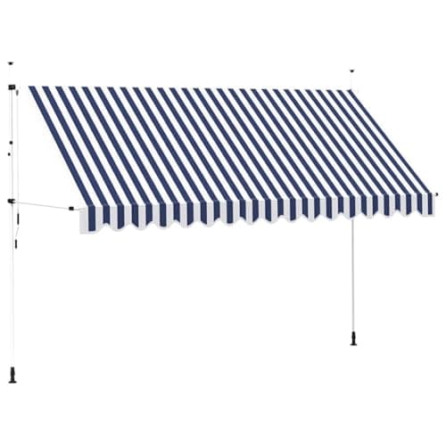 Image of vidaXL Manual Retractable Awning 400cm Blue and White Stripes Window Canopy