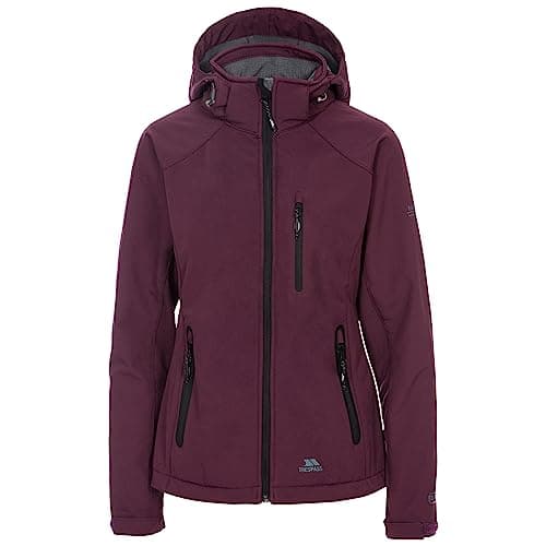 Image of Trespass Womens Softshell Jacket Bela II - Waterproof: 8000mm, Breathable: 3000mvp, Windproof, 3 Low Profile Zip Pockets, Chin Guard, Contrast Zips, Adjustable Zip-Off Hood