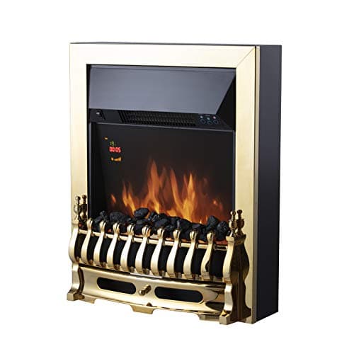 Image of Warmlite Whitby 2kW LED Electric Fire Inset with Remote Control, 2000W, Brass, WL45049