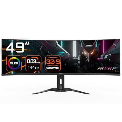 Image of GIGABYTE AORUS CO49DQ OLED Curved Gaming Monitor - 5120x1440 (DQHD), 1800R, 144Hz, 0.03ms, KVM, FreeSync Premium Pro, HDMI 2.1