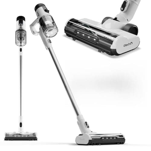 Image of Gtech AirFOX Platinum, Cordless Stick Vacuum Cleaner, 37V Li-Ion Battery with 80 Minute Runtime, 450W Brushless Motor, 2-in-1 Upright & Handheld, LCD Display Panel, White
