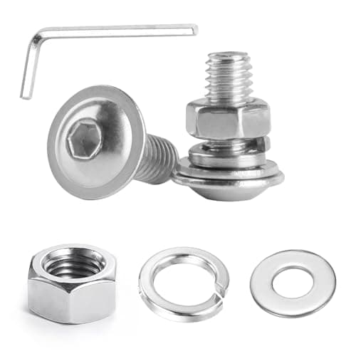 Image of 15 Pcs M5x12mm Bolts and Nuts Set, Flanged Button Head Socket Cap Screws Set, 304 Stainless Steel Nuts and Bolts with Flat & Lock Washers, Allen Screws Assortment Kit, with Wrench