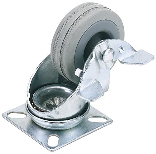 Image of Draper 65469 50mm Dia. Swivel Plate Fixing Rubber Castor with Brake-S.W.L 50Kg 50 mm