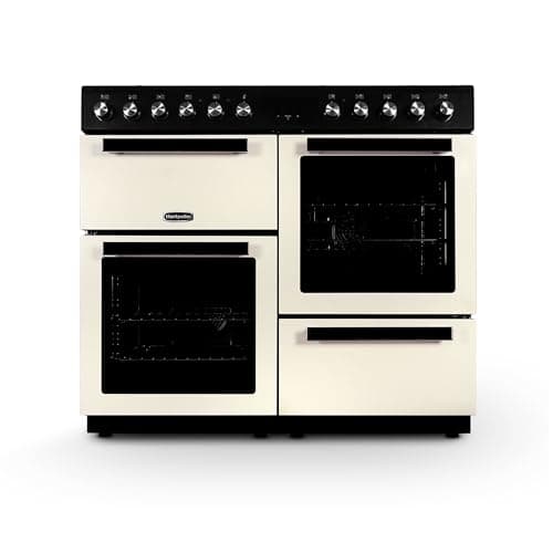 Image of Montpellier MDFRC100C 100cm Dual Fuel Range Cooker – Cream – 7 Gas Burners, 2 Electric Ovens, Separate Grill, Cast Iron Pan Supports