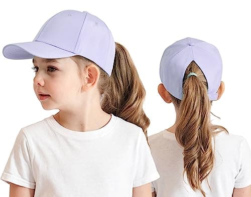 Image of Cysocool Kids Ponytail Baseball Cap 3-8 Years Girls Boys Golf Visor Trucker Hat Anti UV Tennis Cap Child Summer Sun Protection Hat Long Peaked Snapback Cap Sports Running Cap Beach Cool Sun Hat
