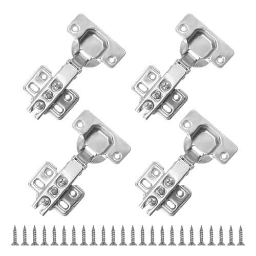 Image of 4 Pcs Slide-on 35mm Kitchen Cabinet Wardrobe Door Hinge, Self Closing Kitchen Cupboard Hinge for Wardrobe and Furniture Doors, Hinge with Screws for Easy Installation,Cabinet Hinges