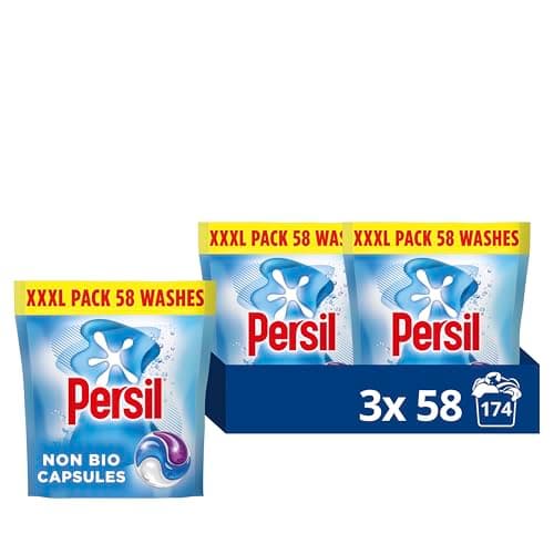 Image of Persil Non Bio laundry capsules gentle next to sensitive skin 3 in 1 Washing Capsules for outstanding stain removal in quick & cold washes 58 washes - case pack of 3