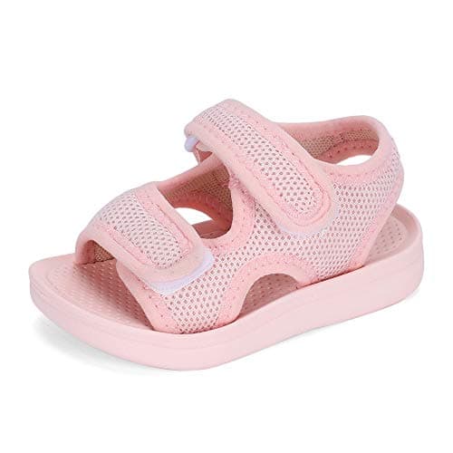 Image of MK MATT KEELY Unisex Kids Summer Sandals Baby Anti-Slip Open Toe Adjustable Walking Shoes for Boys Girls,Size 13/13.5 UK Child, Pink
