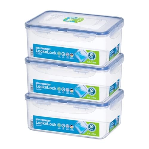 Image of Lock & Lock food storage box, multifunctional box, food storage container, flour box, contents: 2.3 litres, dishwasher safe, set of 3.