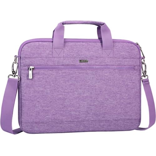 Image of LANDICI 360° Protective Laptop Bag 14-15 Inch with Shoulder Strap, Laptop Case Sleeve for MacBook Air/Pro 15, Chromebook 14, Dell XPS 15, Waterproof Computer Bag Slim Briefcase for Men Women-Purple
