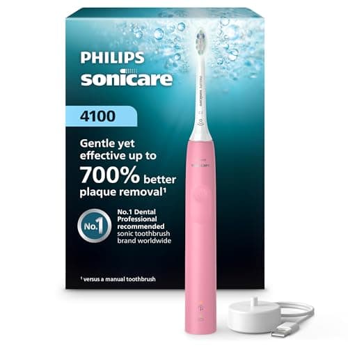 Image of PHILIPS Electric Toothbrush Sonicare 4100, Rechargeable Electric Toothbrush with Pressure Sensor, Hot Pink HX3681/26