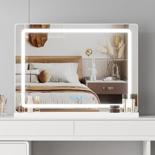 Image of AVC Designs Hollywood Vanity Cosmetic Mirror with LED Lights, 58 x 45cm Large Makeup Mirror with Dimmable 3 Lighting Modes