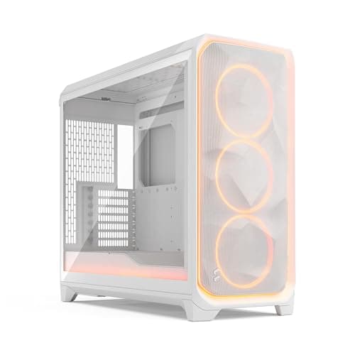 Image of Fractal Design Meshify 3 XL Ambience Pro RGB White Tempered Glass Clear Tint - High Airflow PC Gaming Case -Advanced ARGB Gen 2 Ambient Lighting via Adjust Pro Hub-Three ARGB Momentum 14 Fans Included