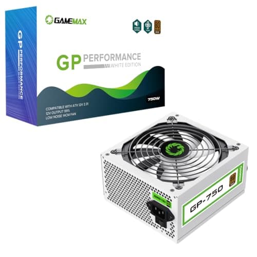 Image of GameMax GP-Series 750W 80 Plus Bronze Power Supply - 750W GameMax GP-Series GP-750, Fully Wired, Single Rail, 140mm Fan, ATX PSU | White