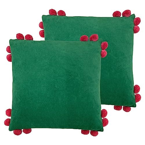Image of Furn. Hoola Pom-Pom Polyester Filled Cushion - Twin Pack,45 x 45cm