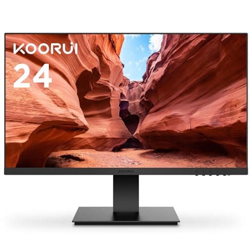 Image of KOORUI 24 Inch FHD Monitor, Ultra-slim Bezels, 75Hz, VA Display, 5ms, Low Blue Light, 75 x 75 mm VESA Mountable, Adjustable Tilt, Black (1920 x 1080, HDMI/VGA)