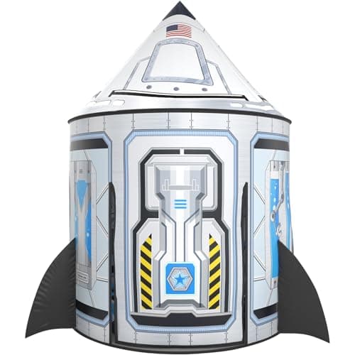 Image of Wilwolfer Rocket Ship Play Tent,Large Pop-Up Astronaut Fort for Kids,Indoor&Outdoor Spaceship Playhouse,Space Adventure Gift Ages 3-8​