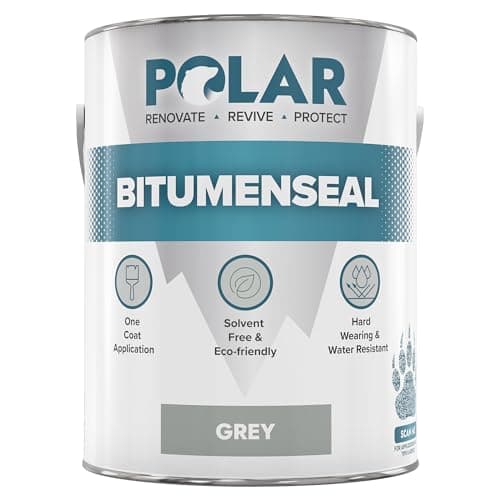 Image of Polar Bitumenseal Grey Paint - 5KG - Instant Waterproof Bitumen Roof Sealant - Ideal for Leaks, Cracks & Pitched Roof Repair - Concrete, Brick, Asphalt, Drainpipes & Gutters - Easy to Apply
