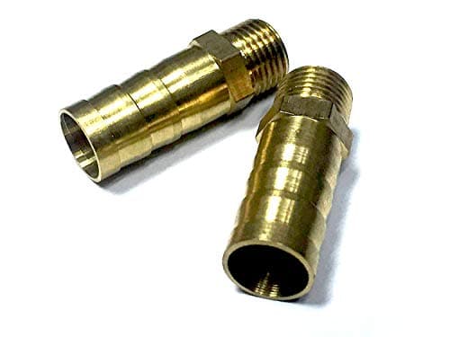 Image of VEDA 2 x 8 mm to 1/4" BSP Thread Solid Brass Hose Tail Connector Barbed to BSP Male Thread. Pond/Pool/Hose Pipe Adapters