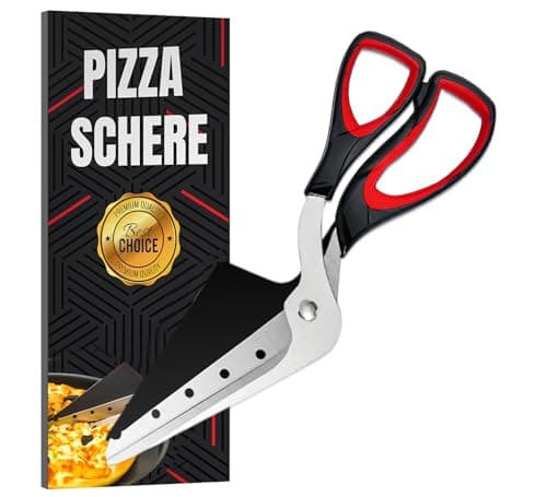 Image of Sharp Pizza Scissors Cutter with Food Grade Safe Blades. Better Than Pizza Roller. Professional Pizza Scissors UK to Cut Pizza Like a Pro Without Removing Topping 27 cm Red and Black