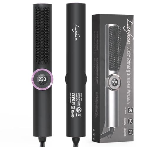 Image of Ionic Hair Straightener Brush - 30s Fast Ceramic Heating, 15 Heat Settings, Anti - Scald Straightening Comb, Professional Hair Styling Tools for Women, Dual Voltage