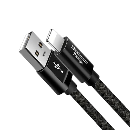 Image of MAXIMUM RANGE E-SELLERS for iPhone Charger Cable [3.3ft/ 1M] Nylon Braided Fast for iPhone Charging Cable Lead for iPhone 14 13 12 11 Pro Max XR XS X 8 7 SE 2020 – Black