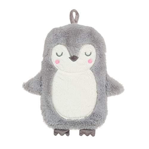 Image of Sass & Belle Siku Penguin Hot Water Bottle with Cover – Cute Grey Cosy Warmer for Kids & Adults, Soft Plush Sass and Belle Gift Idea, Refillable Heat Pack for Bedtime