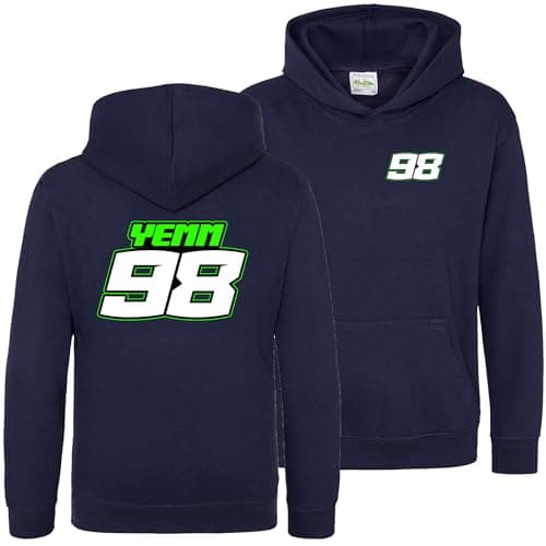 Image of Purple Print House Personalised Motocross Hoodie Name & Race Number Hoody Custom MX Dirt Bike Racing Pits Track Day Practice Jumper Boys Girls, 12-13 Years, Navy
