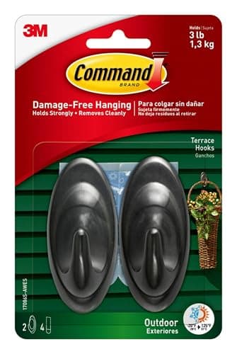Image of Command Outdoor Terrace Hook, Medium, Slate, 2-Hooks (17086S-AWES), Slate Gray (17086S-AW-E)