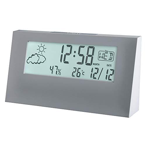 Image of Acctim 15847 Vertex grey alarm clock with indoor temperature