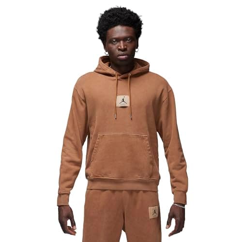 Image of Nike Air Jordan Men's Essential Washed Fleece Hoodie (US, Alpha, Large, Regular, Regular, Light British Tan)