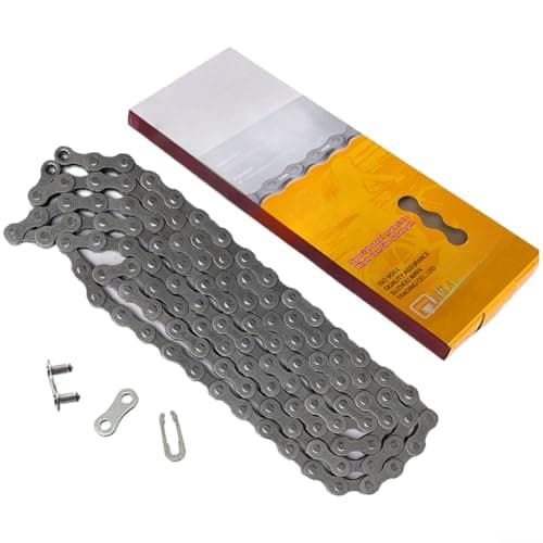 Image of High Carbon Steel Bicycle Chain Single Speed Rust Resistant Grey Link For Road Mountain Electric Bikes For Easy Maintenance 98l 104l 114l Options(A)